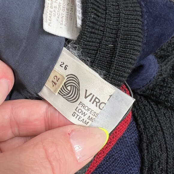 VTG Torras 100% virgin wool knit and leather men's pullover sweater size 42 / M - Picture 7 of 10